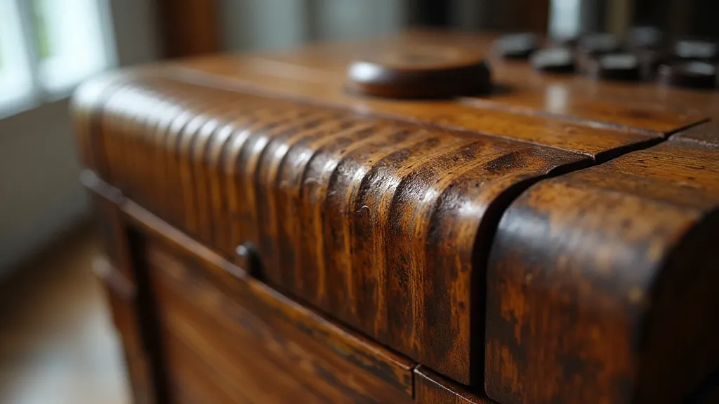 Restored antique accordion showcasing the wood grain