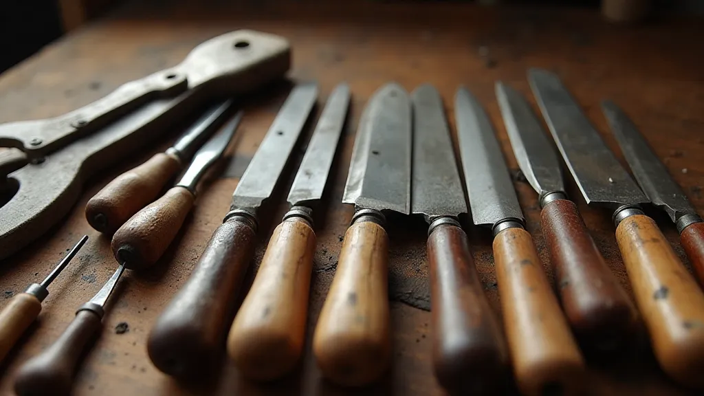 Antique wood carving tools
