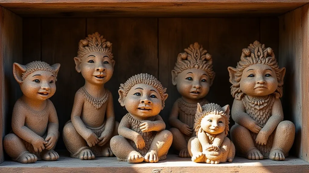 Collection of antique wood carvings