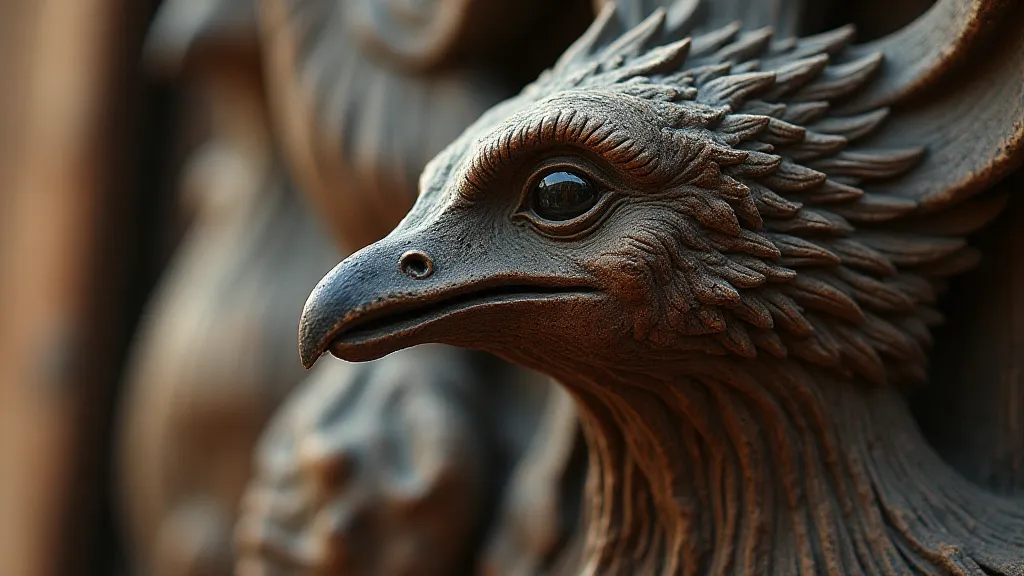 Antique wooden bird carving