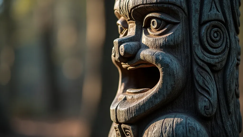 Haida totem pole detail