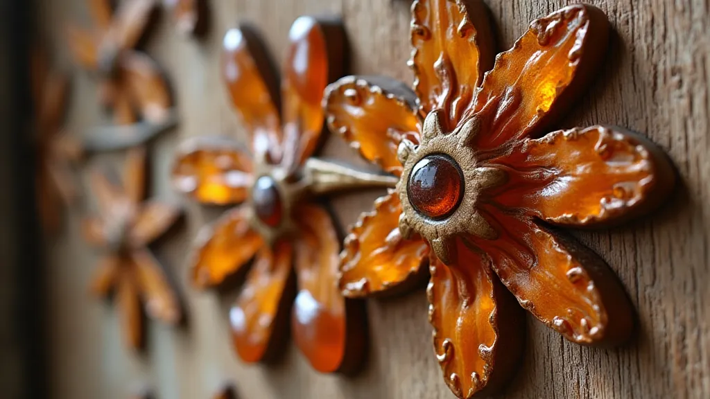 Latvian wood carving with amber