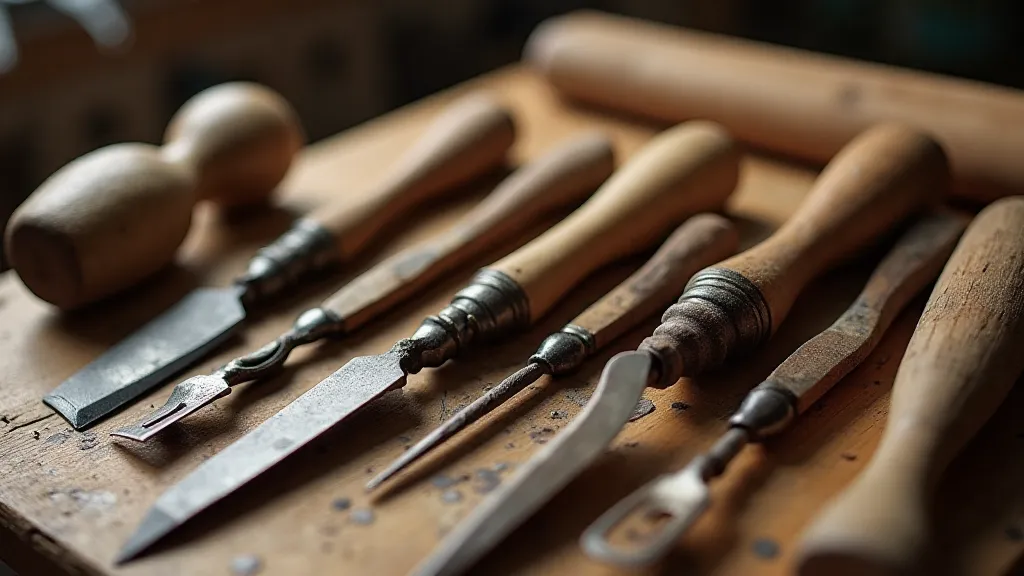 Antique wood carving tools